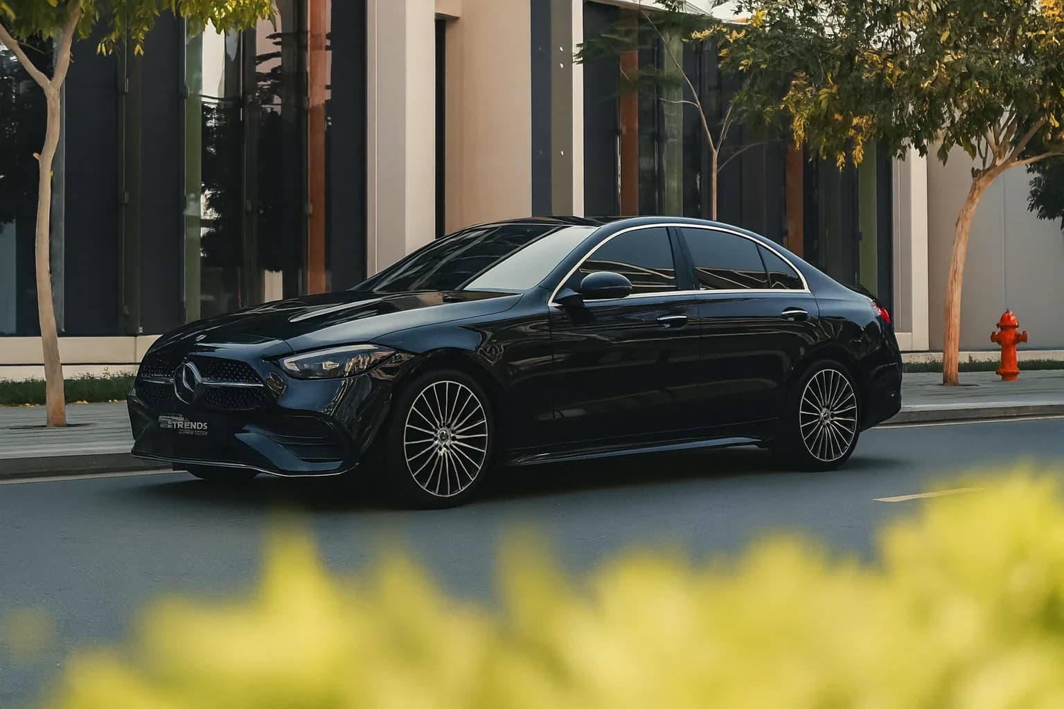 Luxury limousine waiting at a private terminal